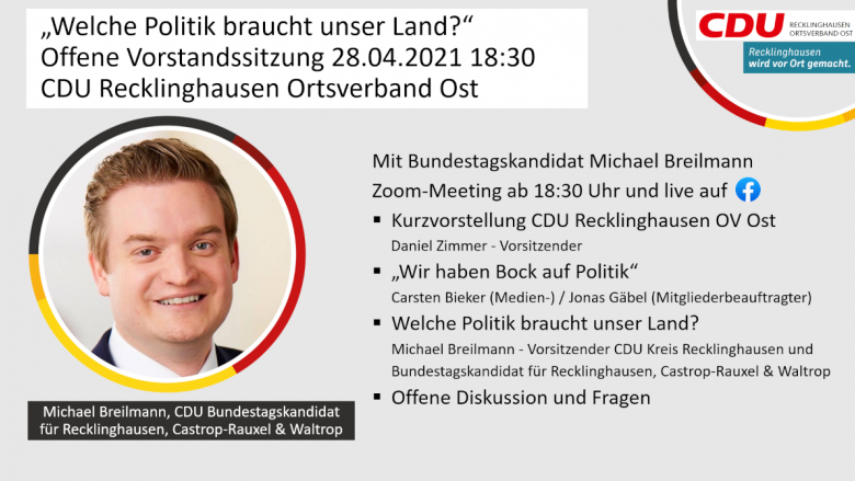 Offene Vorstandssitzung am 28.04.21 mit Michael Breilmann Offene Vorstandssitzung am 28.04.21 mit Michael Breilmann